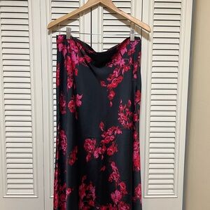 Apt. 9 Black and Red Floral Midi Skirt